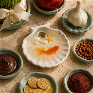 تنگ ماهی جاودان در ظرف صدف سنگ مصنوعی