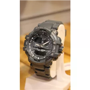 ساعت مچی دو زمانه یونیک نسخه طوسی بتنی تاکتیکال UNIQUE Dual-Time Chrono Battleship Grey Edition