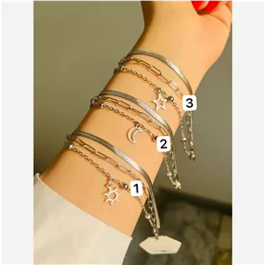 دستبند دخترانه سه لاین استیل رنگ ثابت