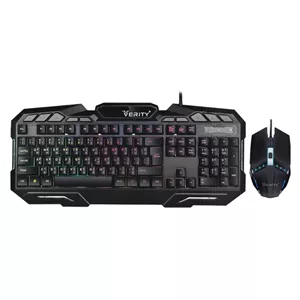 کیبورد و ماوس گیمینگ وریتی مدل V-KB6126GCW، سوییچ ممبران، Full-Size، نورپردازی LED RGB+ ماوس پد بسیار زیبا هدیه الکترلند