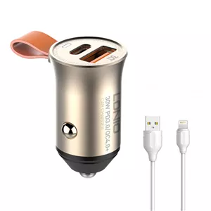 شارژر فندکی الدینیو مدل C506Q-30W به همراه کابل تبدیل USB-C