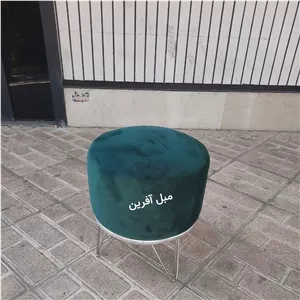  صندلی پاف سبز سلطنتی درباری مخمل پایه فلزی (پس کرایه)