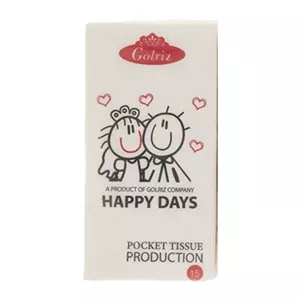 دستمال کاغذی جیبی گلریز Golriz مدل Happy Days بسته 15 برگی مدل 1