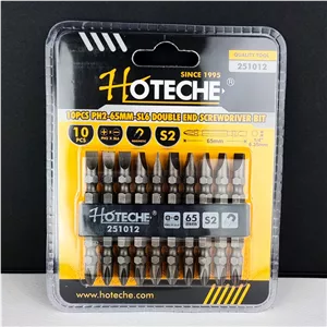 بیت پیچ گوشتی دو طرفه چهارسو و دو سو - پک 10 عددی - سر مته دریل چهارسو و دوسو- برند اصلی Hoteche هوتچ (251012)