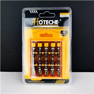 بیت پیچ گوشتی دو طرفه چهارسو - پک 10 عددی - سر مته دریل چهارسو - مغناطیس دار - برند اصلی Hoteche هوتچ (251013)