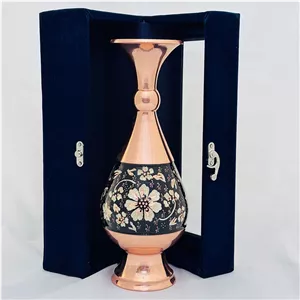 گلدان مسی الماس نقره 25 سانتی به همراه جعبه مخمل