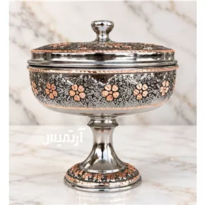 قندان مسی تک پایه درب دار الماس تراش