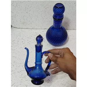 ست بطری و گل آبپاش رنگ آبی