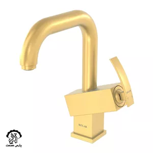 شیر روشویی علم دار سوپر فلت طلایی مات کلار
