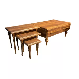 میز پذیرایی مستطیل با پایه پلاستیک و صفحه MDF گالری چوب آشنایی مدل 107-2kesh مجموعه 4 عددی