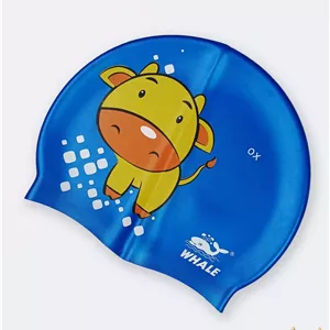 کلاه شنا بچگانه اورجینال وال ( Whale ) آبی رنگ با طرح گاو از جنس سیلیکونی نرم