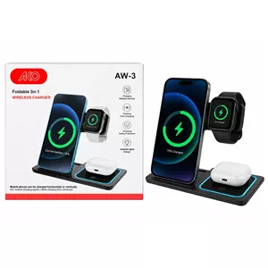 شارژر سه کاره وایرلس رومیزی آکو AKO AW-3
