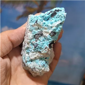 فیروزه خوشه انگوری پیریت طلایی کلکسیونی بسیار خاص و زیبا کد 36778
