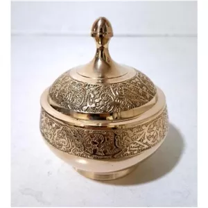 قندان برنجی هندی با طرح طاووس قطر 10 سانت