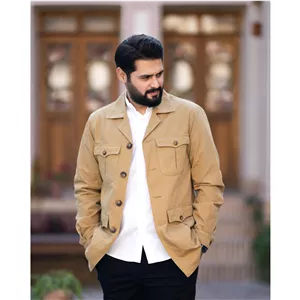 کت 4 جیب سردار رنگ کرم نخودی