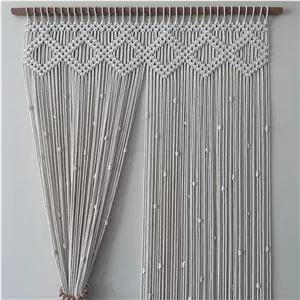 پرده مکرومه طرح چند لوزی رنگ نسکافه ای ابعاد و رنگ دلخواه شما کد سفارش 6344