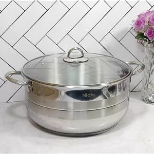 قابلمه استیل درب پیرکس سایز 32 نیچی NC-32 (پسکرایه) 