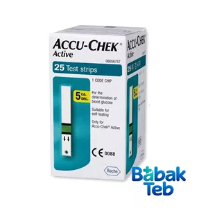 نوار تست قند خون اکیو چک مدل اکتیو سازگار با دستگاه Accu check active بسته 25 عددی