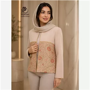 کت پاییزه کرپ تک ترکیب با خرج کار مجلسی با مروارید و نگین زیباجذاب