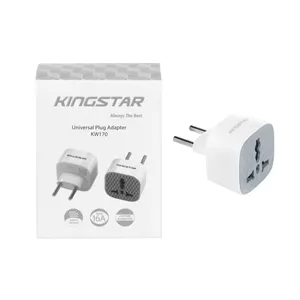 تبدیل برق 3 به 2 KingStar مدل KW170 - سفید طوسی (پک دار) (گارانتی مادام العمر متین)