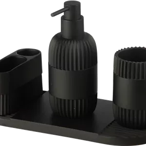 ست سرویس بهداشتی 4 پارچه رزین اسمارت رنگ مشکی کد AD-254D (پس کرایه)