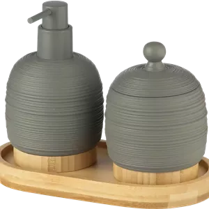 ست سرویس بهداشتی 3 پارچه رزین اسمارت رنگ طوسی کد AD-269C (پس کرایه)