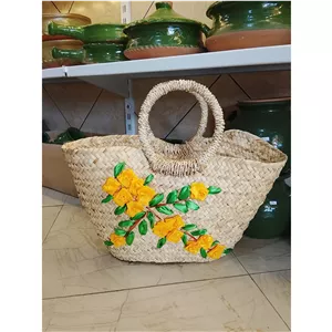 زنبیل حصیری گل دار(پس کرایه)