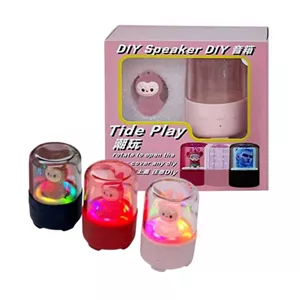 مینی اسپیکر فانتزی مدل SP-250611-1 با قابلیت تعویض درپوش و چراغ RGB