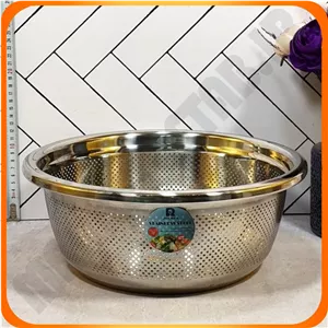 آبکش گرد بدون دسته سایز32استیل نگیرL5249 سنگین زومبا