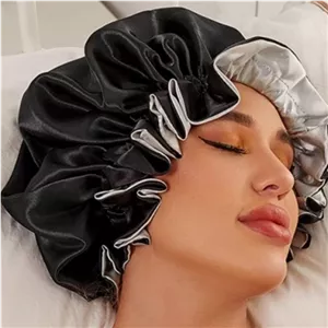کلاه خواب ساتن کاهش ریزش مو ضد موخوره ضدخارش و کاهش خشکی مو مناسب موهای لخت فر و حالت دار 
