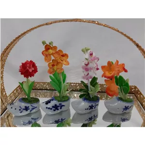 دکوری گلدان طرح کفش مینیاتوری چینی قلم آبی در پنج طرح 