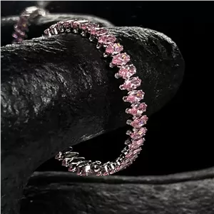 دستبند النگویی و بنگل زنانه و دخترانه جواهری طرح تنیسی رنگ ثابت کد etk (پس کرایه)