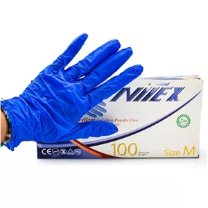 دستکش نیتریل آبی نیتکس ( op perfect) سایز مدیوم بسته 100 عددی