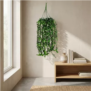 گل مصنوعی آویز شمشاد 5 شاخه با ارتفاع 80 سانتی متر، دارای حجم برگ متراکم و شاخه های کوتاه و بلند، مناسب دکوراسیون داخ...