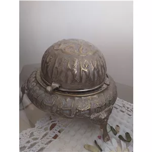 خاویارخوری برنجی قلم زنی قدیمی 