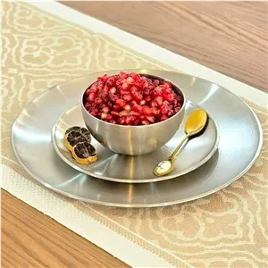 سینی گرد استیل سیلور مدل 1