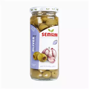 زیتون پر شده با سیر سمیران شیشه 450 گرمی