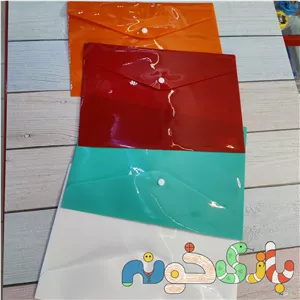 پوشه دکمهدار پلاستیکی شفاف سایز A4 رنگبندی متنوع
