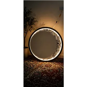 آیینه دکوراتیو طرح ماه با جنس mdf و تکسچر 