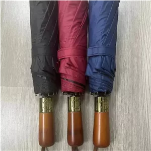 چتر فول اتوماتیک 10 فنر دو رویه ضد باد دسته چوبی
