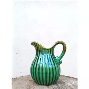 پارچ سرامیکی سنتی دستساز با لعاب سبز