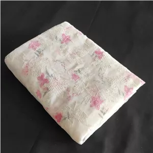 چادر دخترانه حریر سفید طرح برجسته مخمل
