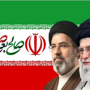 پرچم ایران با تصویر دورهبر سایز 145در 100سانتی متر پارچه فیلامنت