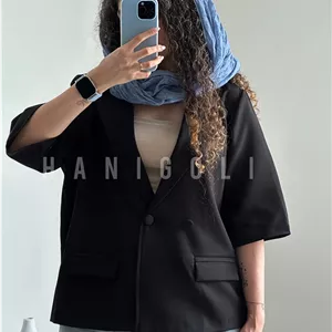 کت بیسیک زنانه مازراتی مشکی حانی گلیکت تک اورسایز