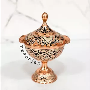 قندان نقره کوب پایه دار 