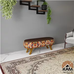 پاف نیمکتی نقش آکام چوب طرح شاهسون سایز 120