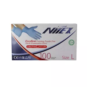 دستکش نیتریل آبی برند نیتکس سایز لارج (بسته 100 عددی)