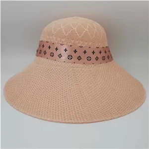 کلاه آفتابی حصیری زنانه حصیر بافی شده طرح لویی ویتون وارداتی کد 50397