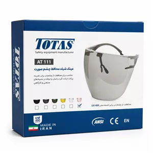 عینک شیلد شفاف استاندارد توتاس مدل AT111محافظ چشم و صورت TOTAS