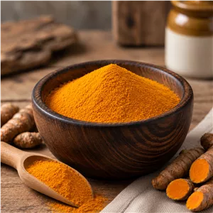 زردچوبه فله ارائه شده در بسته بندی های 100 گرمی 